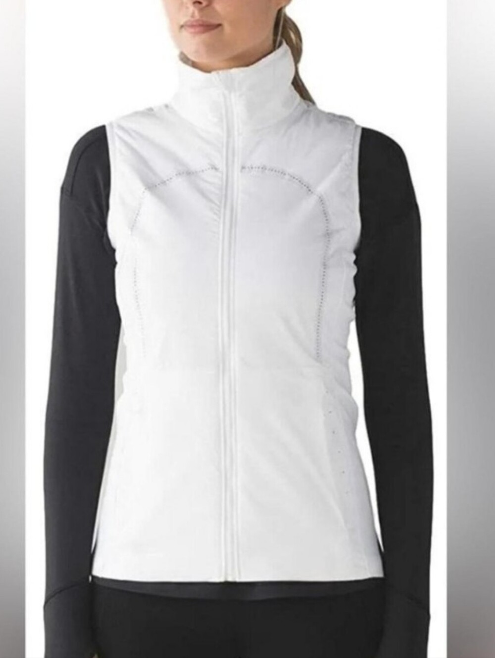LULULEMON White Quilted Zip-Up Sleeveless Vest